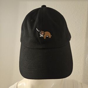 Follow Your Legend Slideback Hat Black   Embroidered Sleeping Sloth